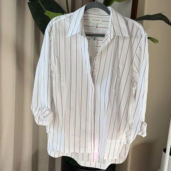 White Striped Button-Up - Picture 1 of 4